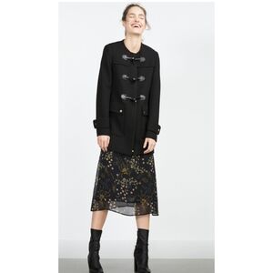 ZARA Black Duffle Coat Women's Size XS